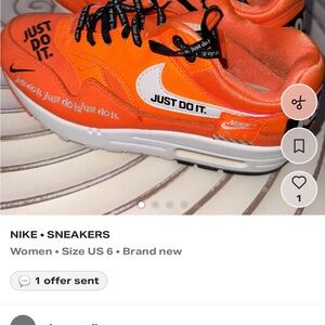 Nike Orange and White 'Just Do It' Swoosh Sneakers